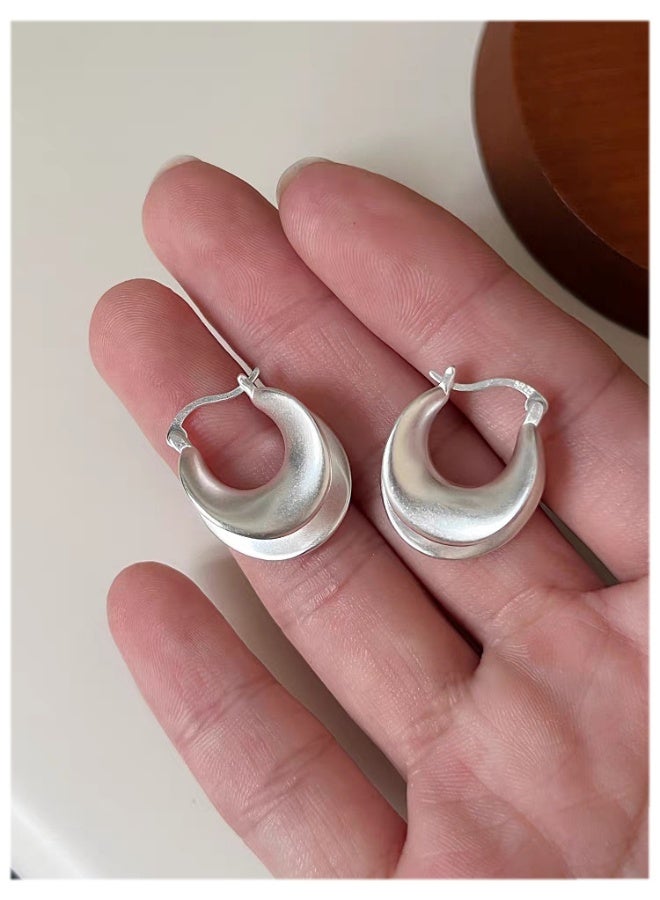 NeeMee New Vintage Matte Finish Double Layer Geometric U-Shaped Earrings - Image 3