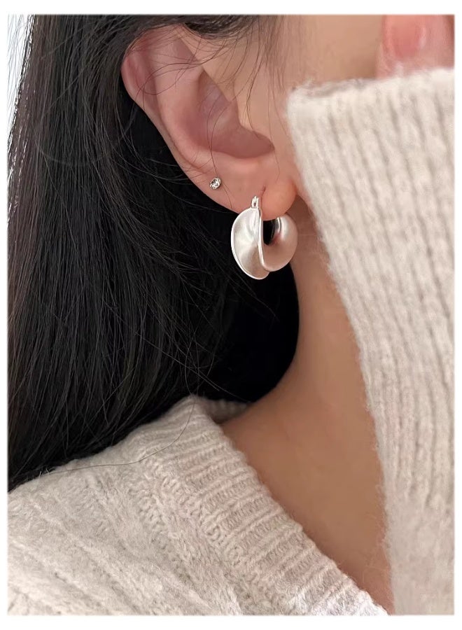 NeeMee New Vintage Matte Finish Double Layer Geometric U-Shaped Earrings - Image 1