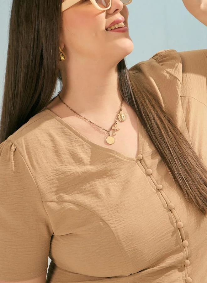 ساسافراس طقم ساسافراس بلس بيج بلون سادة علوي وبنطلون