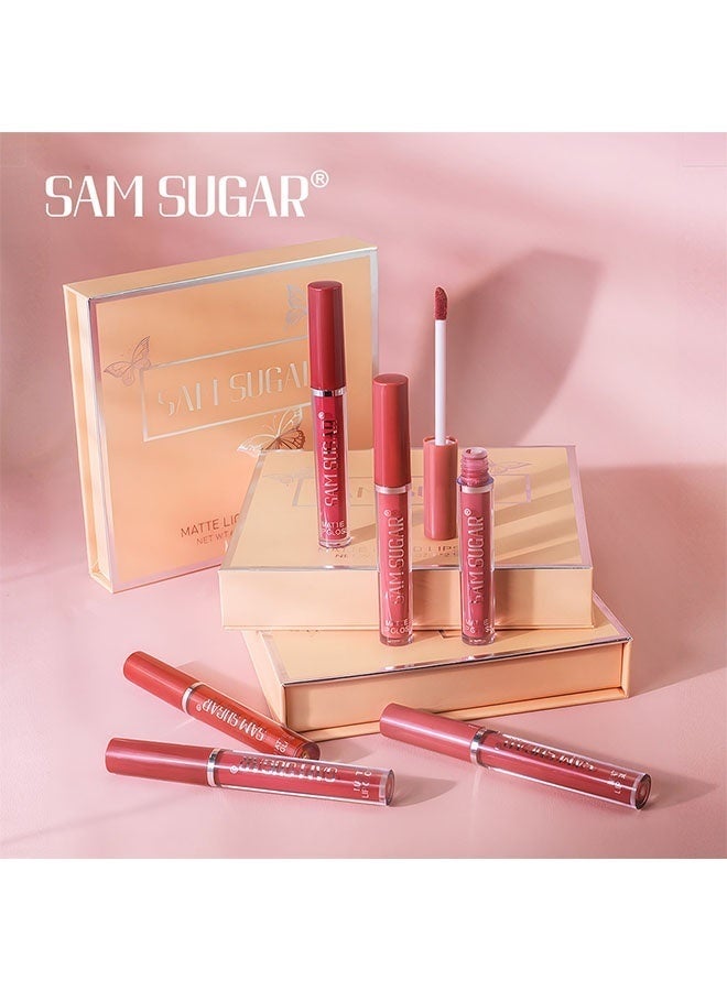 سكر سام 6PCS Matte Liquid Lipstick Set Contains Smooth Lip Lacquer Moisturizing Long Lasting Waterproof Velvet High Pigmented Lip Makeup Set For Women - Image 5