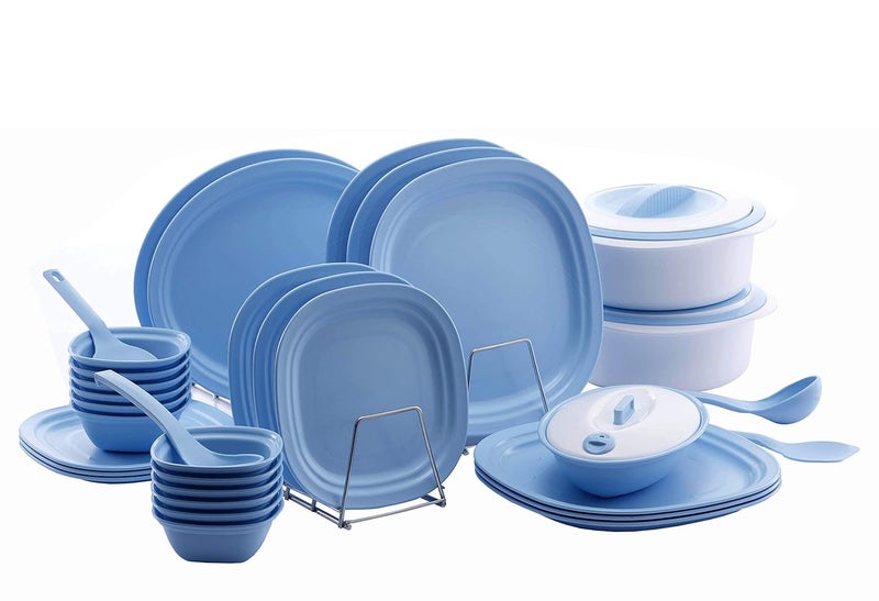 Varmora Polypropylene Dinner Set, Blue, 36 Pieces - Image 2