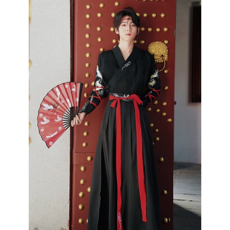 5969 Han Dynasty Crane Embroidered Cross-Collar Martial Arts Style Couple Cp Ancient Style Swordsman Couple Large Size Suit Limited Price 40 - Image 5