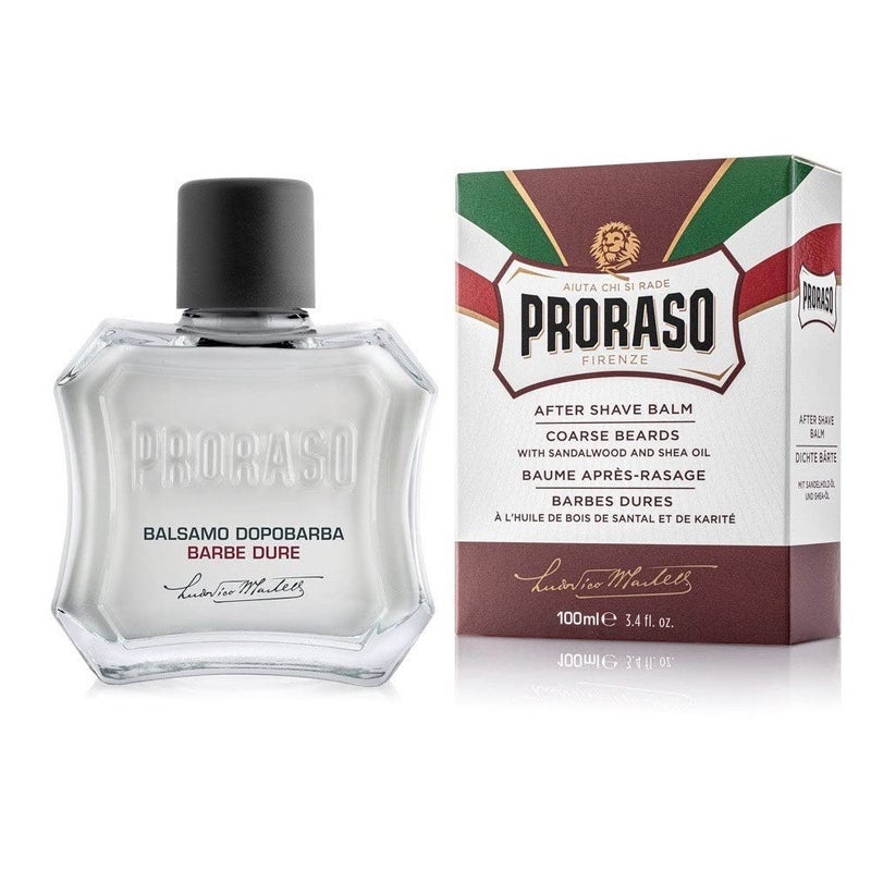 proraso بروراسو بلسم ما بعد الحلاقة للرجال، مغذي لللحى الخشنة، مع خشب الصندل وزبدة الشيا، 3.4 أونصة سائلة.