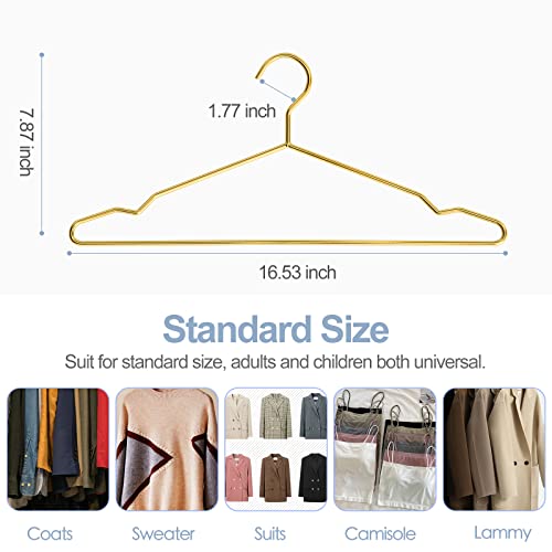 SPECILITE Metal Wire Clothes Hangers Bulk 30 Pack with Notches for Standard Size Coats, Shirts, Suits, Pants, Heavy Duty, Space-Saving, Gold - Image 5