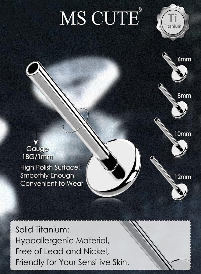 MS CUTE 2Pcs Conch Piercing Jewelry, Threadless G23 Solid Titanium 20G Replacement Post Bar of Flat Back Stud Earrings in Cartilage Helix Conch Piercing Jewelry for Women Men-Silver 12MM - Image 2