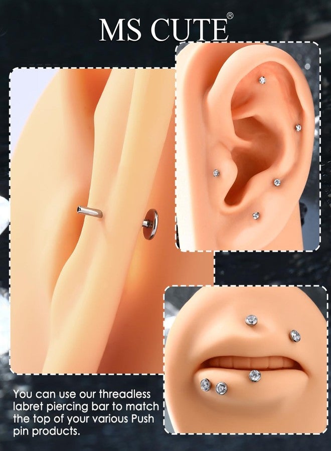 MS CUTE 2Pcs Conch Piercing Jewelry, Threadless G23 Solid Titanium 20G Replacement Post Bar of Flat Back Stud Earrings in Cartilage Helix Conch Piercing Jewelry for Women Men-Silver 12MM - Image 4