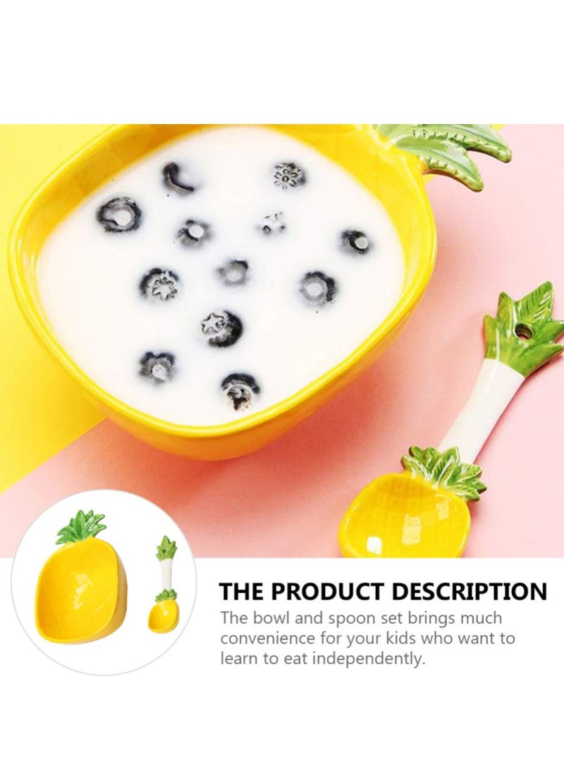 SYOSI Pineapple Dish nut Tray, Appetizer Plate Mini Dipping Plates, Shape Bowl with Spoon Dessert Salad Pasta Bowls Food Serving Tray for Fruit Cheese Dessert Snack - Image 4