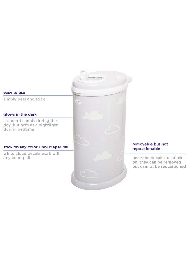 ubbi ملصقات لاصقة تتوهج في الظلام على شكل سحاب لتزيين سلة الحفاضات أو غرفة الأطفال - Image 5