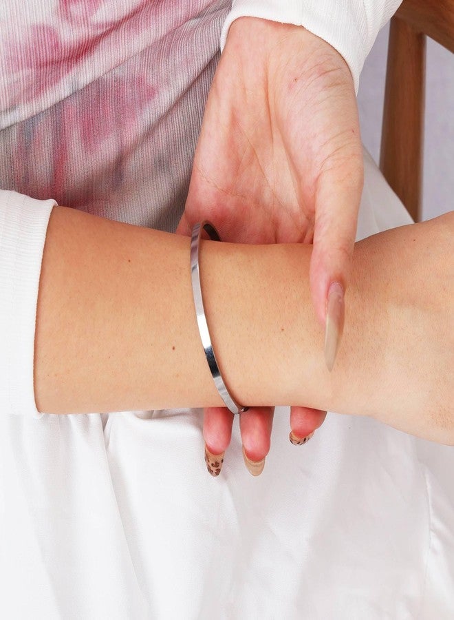 MILAKOO 3Pcs Minimalist Cuff Link Bracelets for Women CZ Tennis Bracelet Stackable Chains Cuff Bangle - Image 2