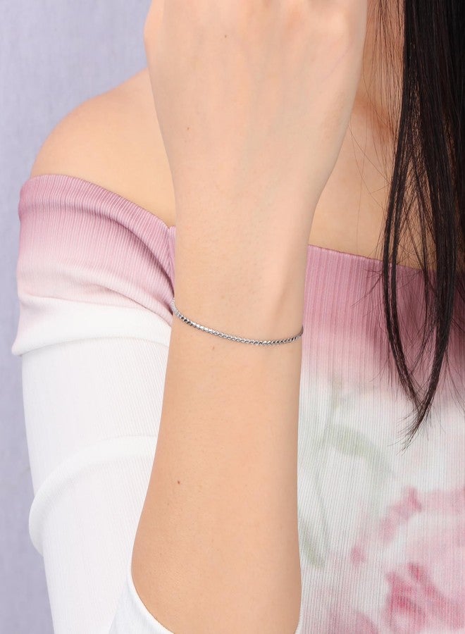 MILAKOO 3Pcs Minimalist Cuff Link Bracelets for Women CZ Tennis Bracelet Stackable Chains Cuff Bangle - Image 3