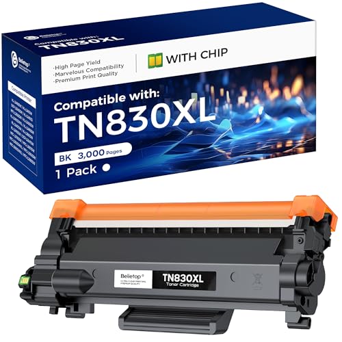 belietop Compatible TN830XL Toner Cartridge High Yield Replacement for Brother TN830 TN830 TN830 XL TN830XL use with HLL2460DW DCPL2640DW HLL2405W MFCL2820DW HLL2480DW Printer 1 Black 3000 Pages - Image 1