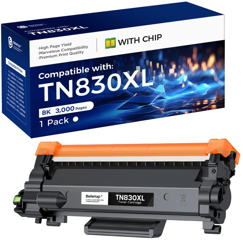 belietop Compatible TN830XL Toner Cartridge High Yield Replacement for Brother TN830 TN830 TN830 XL TN830XL use with HLL2460DW DCPL2640DW HLL2405W MFCL2820DW HLL2480DW Printer 1 Black 3000 Pages - Image 2