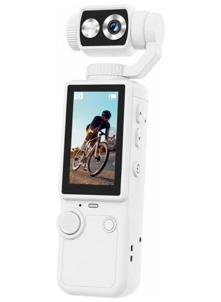ELTRAZONE Q-8 4K Ultra HD Pocket Vlog Camera – 1-Inch Sensor, 3-Axis Gimbal Stabilizer, 32GB Storage, Portable Mini Camera for Vlogging, Travel & Content Creation, White - Image 1