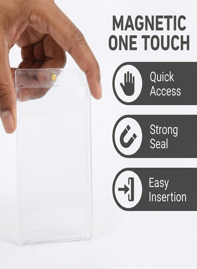 BUWUSMU 50 Pcs 35 Pt Acrylic Magnetic Card Holders, One Touch Graded Card Holder, Clear Hard Plastic Acrylic Magnetic Card Case for Sports Baseball Trading Card Storing Displaying - Image 3