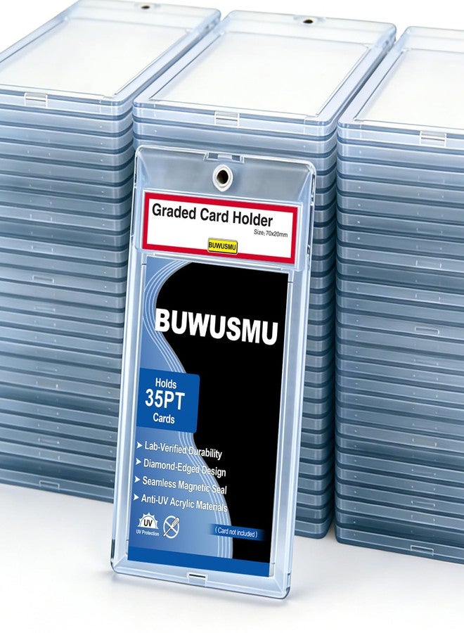 BUWUSMU 50 Pcs 35 Pt Acrylic Magnetic Card Holders, One Touch Graded Card Holder, Clear Hard Plastic Acrylic Magnetic Card Case for Sports Baseball Trading Card Storing Displaying - Image 1