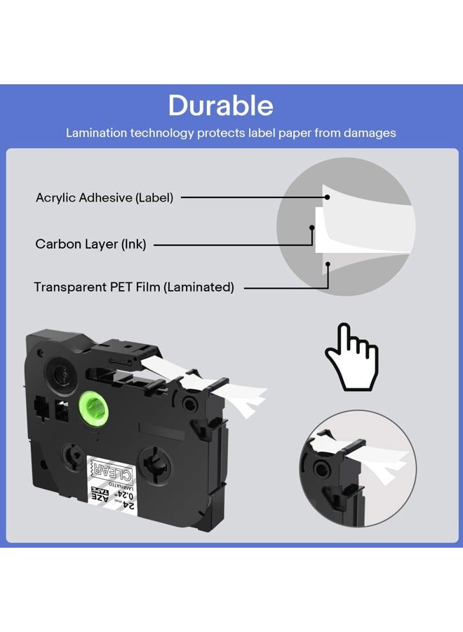 GREENCYCLE TZe-155 White on Clear Label Tape Compatible for Brother P-Touch Label Maker TZe TZ Tape TZe-155 TZ-155 24mm 0.94 Laminated Clear for PT-D600 D610BT P700 P750W, 3 Pack - Image 5