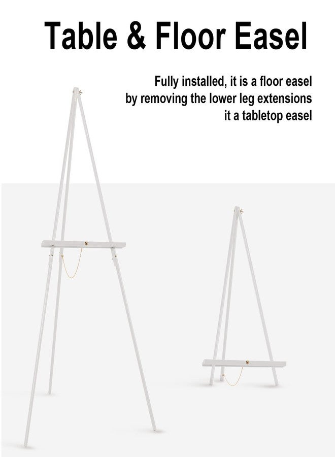 Falling in Art 65" A-Frame Tripod Easel Stand, Wooden Display Easel with Adjustable Canvas Holder, Floor Easel for Wedding Signs, Posters, Paintings, Artwork(White) 1 Pack - Image 5