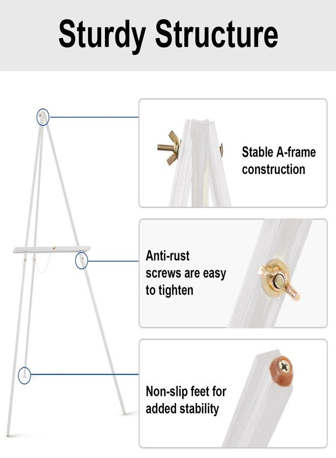 Falling in Art 65" A-Frame Tripod Easel Stand, Wooden Display Easel with Adjustable Canvas Holder, Floor Easel for Wedding Signs, Posters, Paintings, Artwork(White) 1 Pack - Image 4