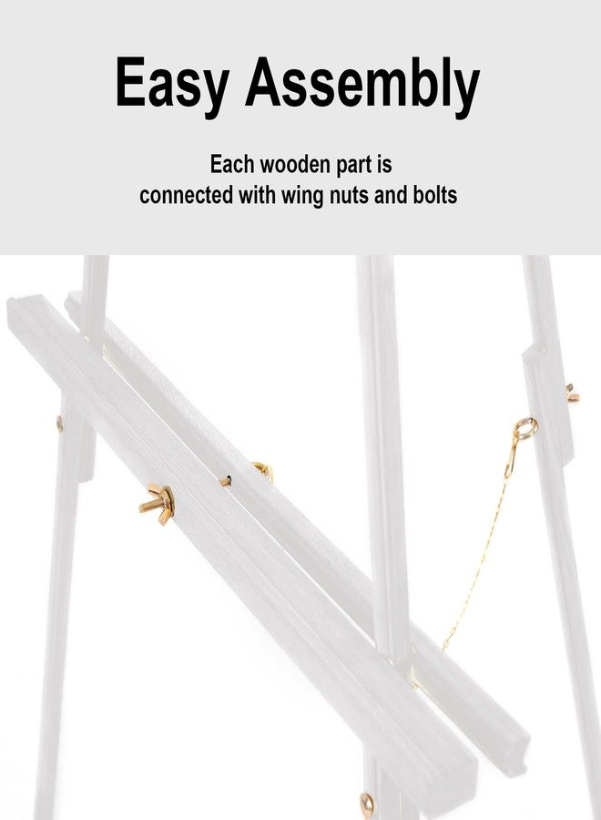Falling in Art 65" A-Frame Tripod Easel Stand, Wooden Display Easel with Adjustable Canvas Holder, Floor Easel for Wedding Signs, Posters, Paintings, Artwork(White) 1 Pack - Image 3