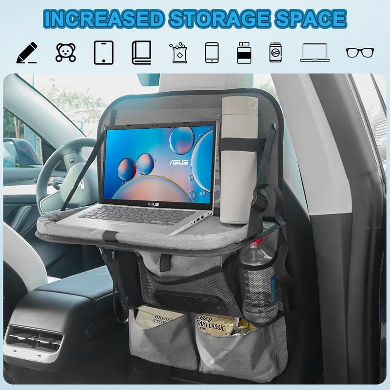 DingGreat Car Seat Organiser with Foldable Tray Table & Tablet Holder - 11+2 Pockets - Image 5
