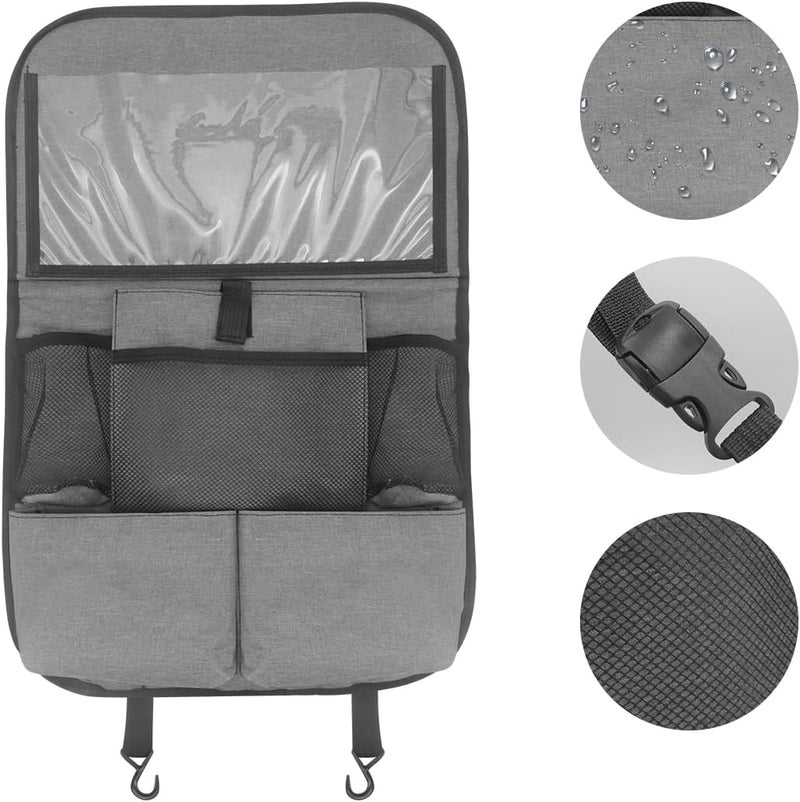 DingGreat Car Seat Organiser with Foldable Tray Table & Tablet Holder - 11+2 Pockets - Image 4