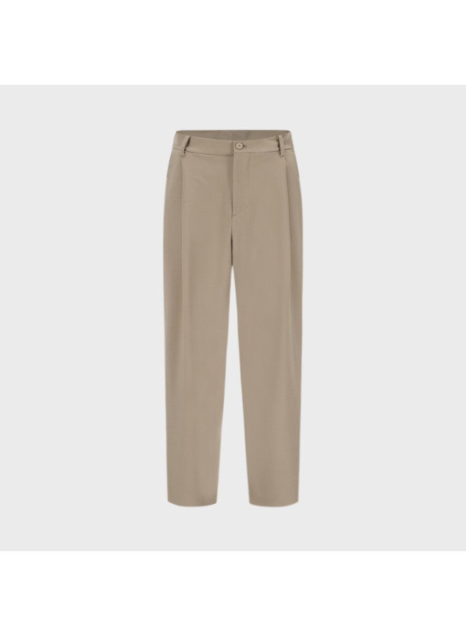 Zara Men's Pleated Design Solid Color Business Casual Straight-leg Pants For Workplace & Commuting - Image 2