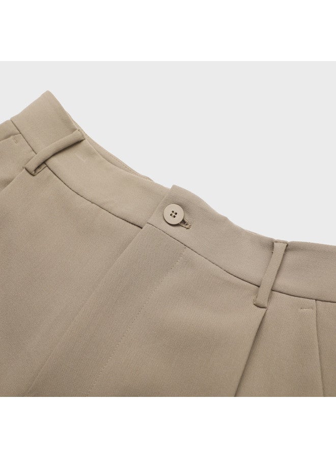 Zara Men's Pleated Design Solid Color Business Casual Straight-leg Pants For Workplace & Commuting - Image 4