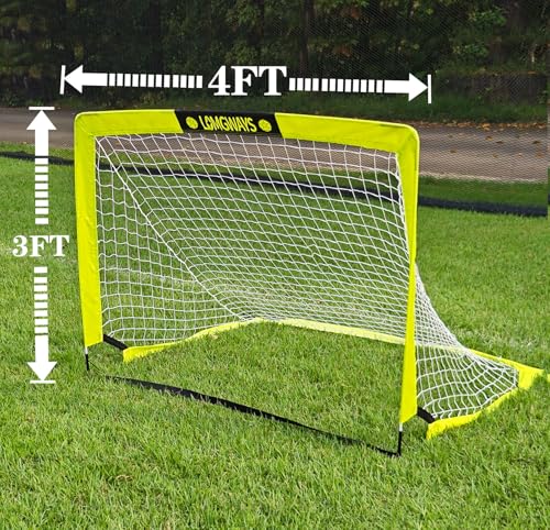 LOMGWAYS Soccer Goal for Backyard2 Set of 4x3 ft Portable PopUp Soccer Net with Ground StakesCarry Bag Perfect for BackyardCourtFieldEasy Set upGreat for All Levels and Ages - Image 3