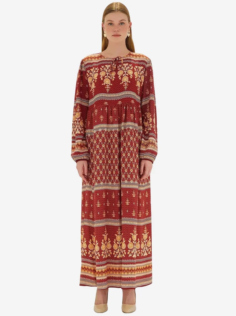 BIG DART BDART Patterned Maxi Dress with Tie Closure