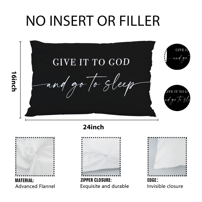 Knibeo Give It to God and Go to Sleep Decorative Pillows Cover for Bed Throw Pillows Cover for Bed 16x24 Inch Silk Pillow Case Decorative Bed Pillows Cover for Bedroom Room(Black 16"" x 24"") - Image 2