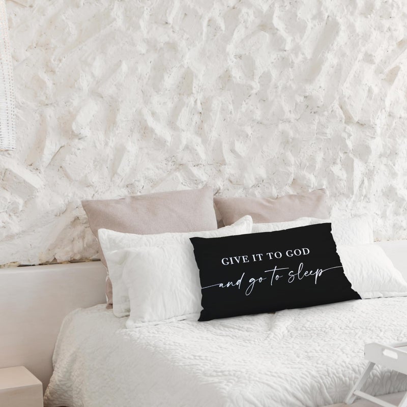 Knibeo Give It to God and Go to Sleep Decorative Pillows Cover for Bed Throw Pillows Cover for Bed 16x24 Inch Silk Pillow Case Decorative Bed Pillows Cover for Bedroom Room(Black 16"" x 24"") - Image 5