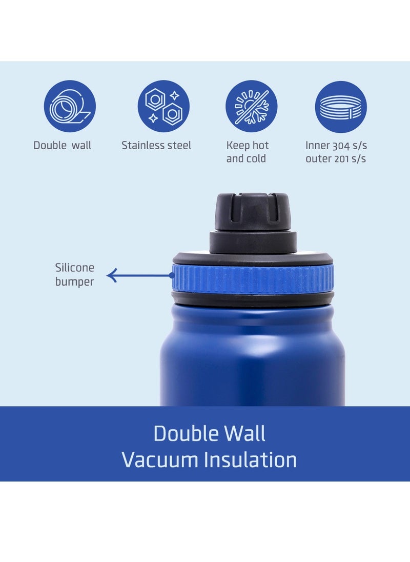 Eazy Kids Double Wall Insulated Tracking Water Bottle - Blue, 800 Ml  - Image 5