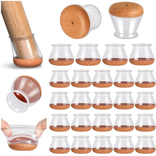 PISAO 24 Pcs Chair Leg Floor Protectors PISAO Silicone Chair Leg Protectors Caps Covers for Hardwood Floors Furniture Pads Sliders with Wrapped Felt Bottom Large Fit119157 - Image 1