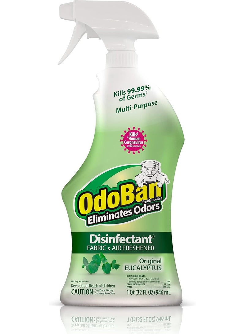 ODOBAN OdoBan Ready-to-Use Disinfectant and Odor Eliminator, 32 Ounce Spray Bottle, Original Eucalyptus Scent - Image 1