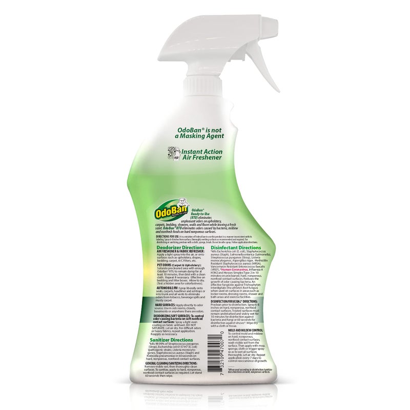 OdoBan Ready-to-Use Disinfectant and Odor Eliminator, 32 Ounce Spray Bottle, Original Eucalyptus Scent - Image 2