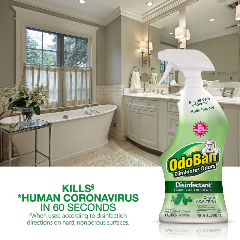OdoBan Ready-to-Use Disinfectant and Odor Eliminator, 32 Ounce Spray Bottle, Original Eucalyptus Scent - Image 4