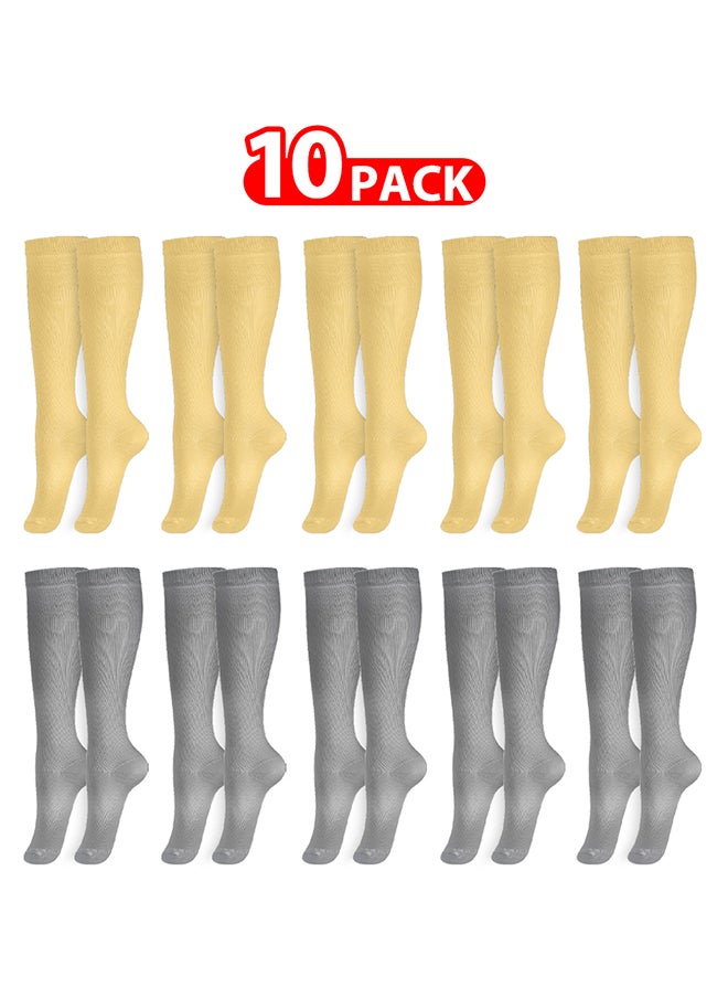 MARGOUN 10 Packs Men and Women's Compression Socks 15-20 mmHg Moderate Pressure Medical Quality Support Best Comfort Fit Moisture Wicking Circulation Travel  - Image 1
