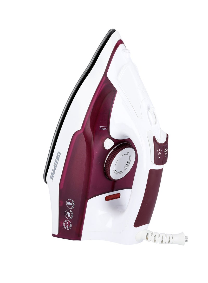 GEEPAS Steam Iron With Non-Stick Soleplate, Powerful Steam, Effortless Wrinkle Removal 240 ml 2400 W GSI7809 Maroon & White - Image 4