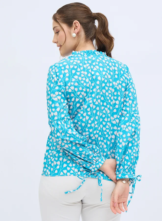 Kuwarii All Over Print Long Sleeve Top