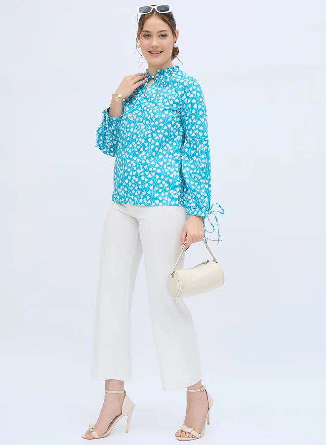 Kuwarii All Over Print Long Sleeve Top