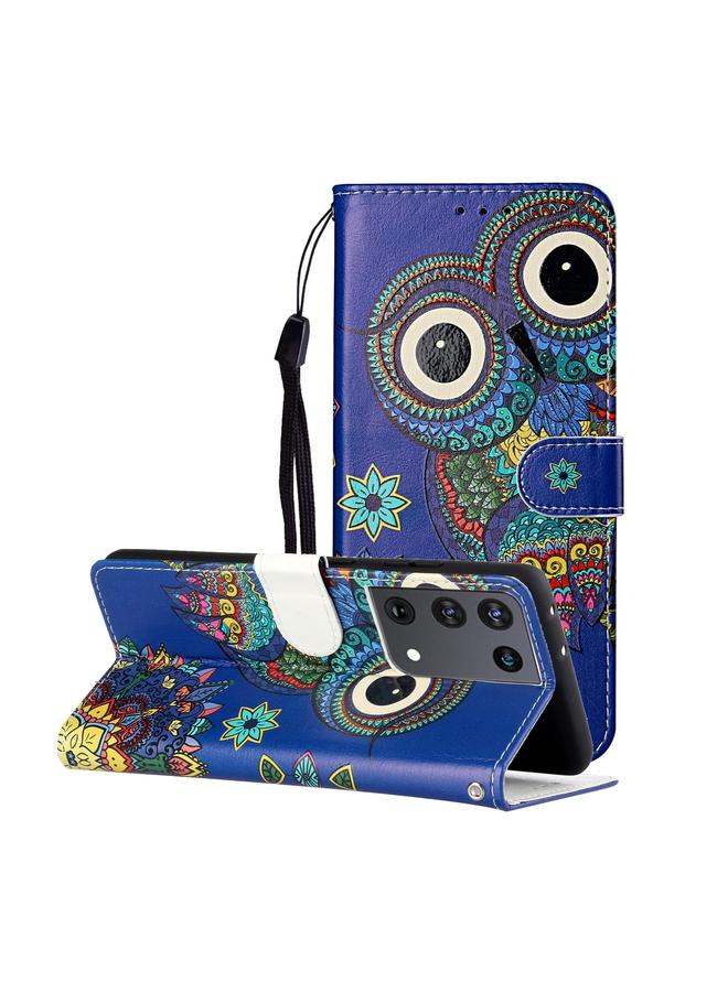 S-TOP Case For Samsung Galaxy S21 Ultra 5G Oil Embossed Coloured Drawing Pattern Horizontal Flip PU Leather Case with Holder & Card Slots & Wallet & Lanyard - Image 1