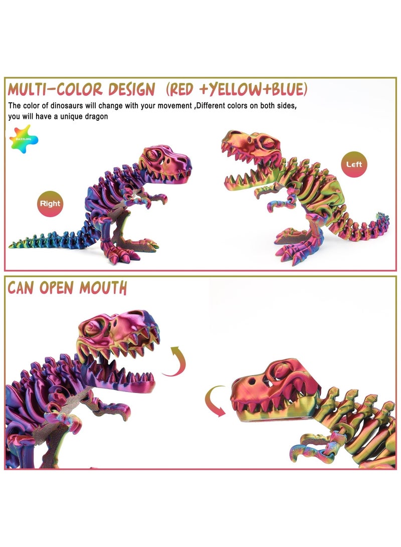 SYOSI 3D Printed Dinosaur Bones Articulated T-Rex Skeleton Model with Flexible Joints, 3D Printed Dragon and Dinosaur Fidget Toy for Adults and Kids, Stress Relief and Office Home Decor - Image 2
