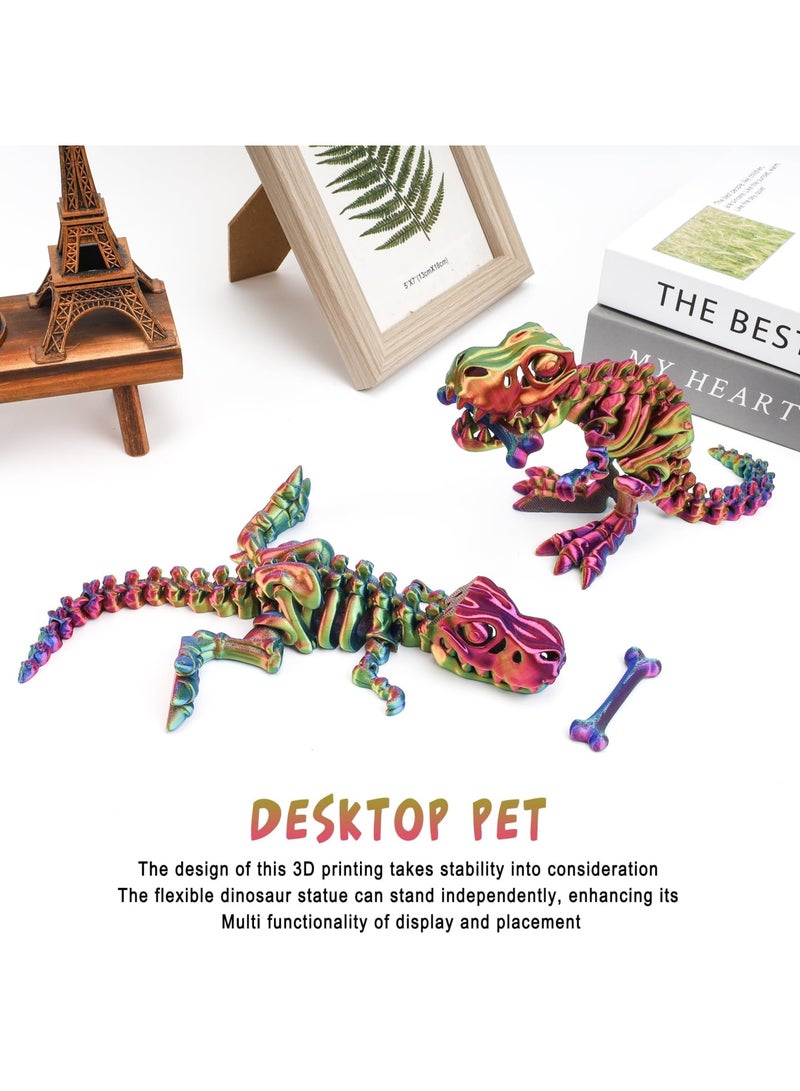 SYOSI 3D Printed Dinosaur Bones Articulated T-Rex Skeleton Model with Flexible Joints, 3D Printed Dragon and Dinosaur Fidget Toy for Adults and Kids, Stress Relief and Office Home Decor - Image 3
