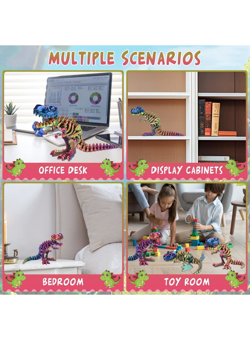 SYOSI 3D Printed Dinosaur Bones Articulated T-Rex Skeleton Model with Flexible Joints, 3D Printed Dragon and Dinosaur Fidget Toy for Adults and Kids, Stress Relief and Office Home Decor - Image 4