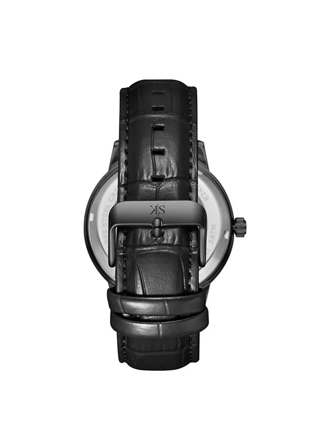 KENNETH SCOTT Kenneth Scott K24323-BLBH Men's Automatic  Display Watch & Leather  Strap Black