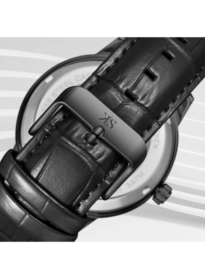 KENNETH SCOTT Men's Automatic  Display Watch With Black Leather  Strap - K24323-BLBH