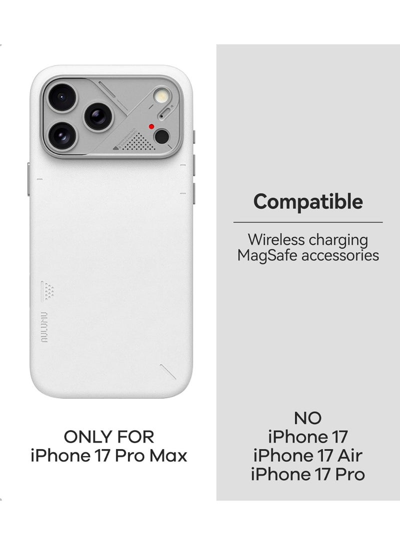 Aulumu حافظة ألومو A17 من الجلد النباتي CoolHyper لهاتف آيفون 17 برو ماكس | تحكم بالكاميرا | مع زعانف تبريد | راحة فاخرة | متوافقة مع MagSafe | تغليف كامل - أبيض - Image 2