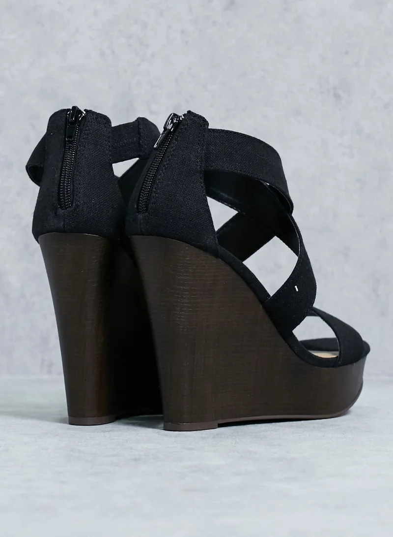 CALL IT SPRING Criss Cross Straps Wedge Sandals