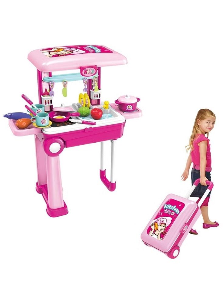 Dreamzon Little Chef Kids Deluxe Attractive Kitchen Cook Play Set With Lights And Sound - Image 2