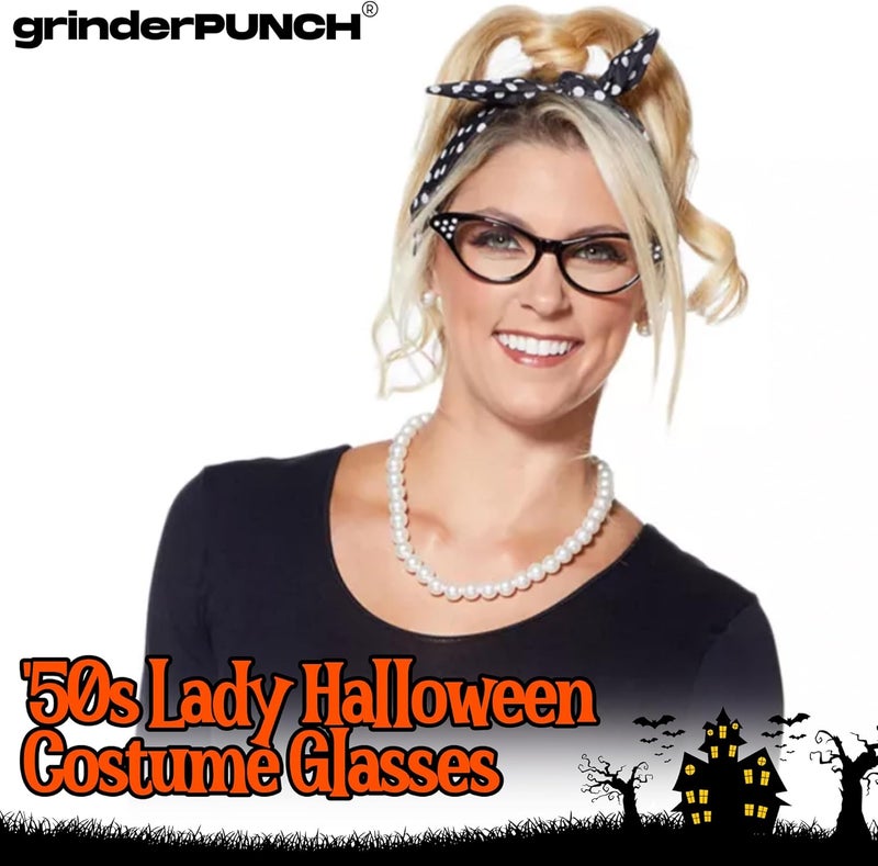 grinderPUNCH 50s Womens Costume Cat Eye Glasses Adult Size with Rhinestone - Image 4